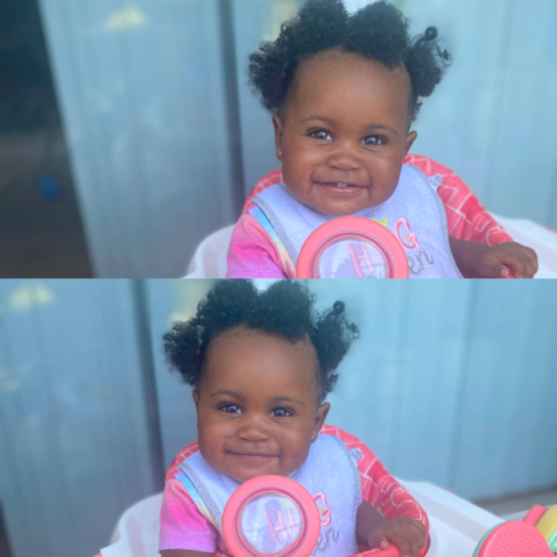 Arionna joined the competition — help win amazing prizes! baby_toddler_clothing, cheek, chin, clothing, eye, face, facial_expression, hair, hairstyle, head, human, joy, mouth, nose, organ, outerwear, person, photograph, product, skin