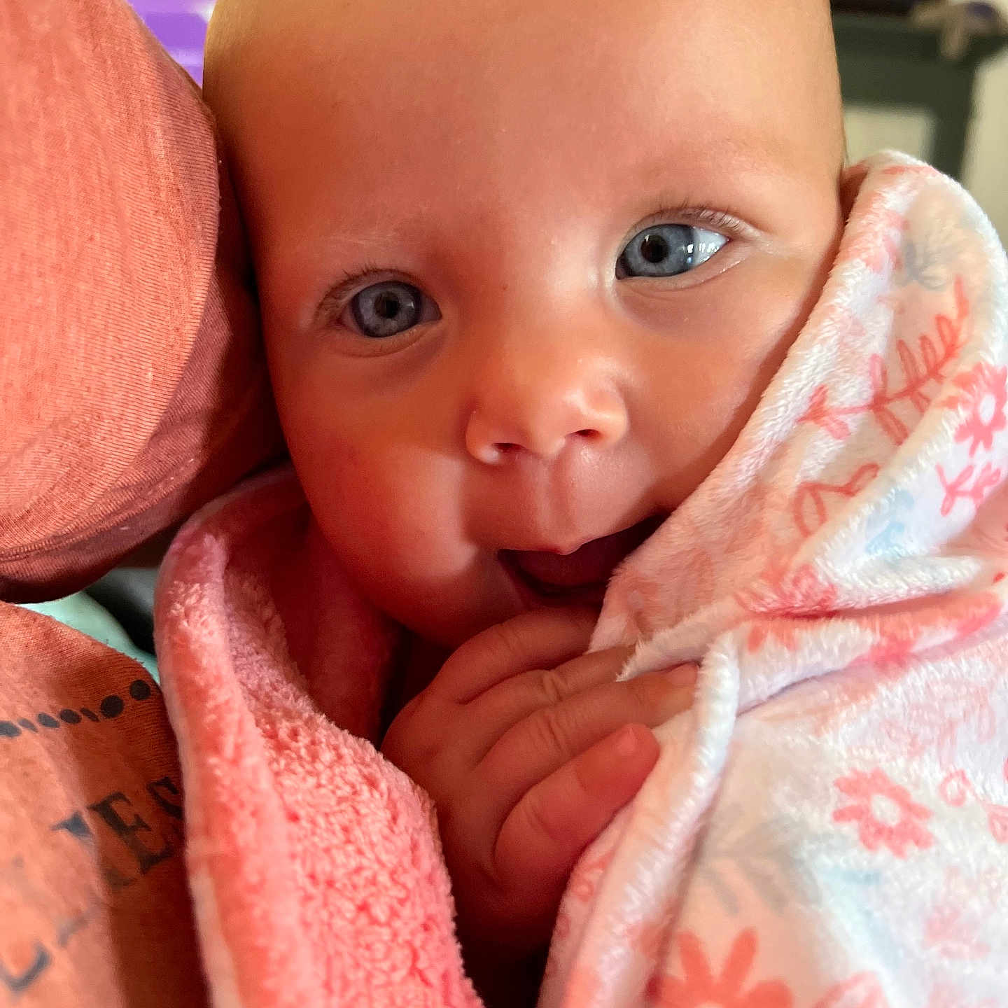 Sawyer joined the competition — help win amazing prizes! baby, blanket, bodypart, couch, cushion, face, finger, furniture, hand, happy, head, homedecor, mouth, newborn, person, photography, portrait, quilt, smile, towel