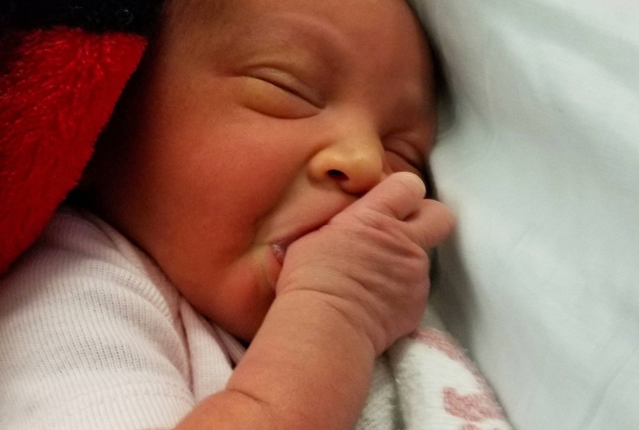 Emoni is registered to the contest to win money with this photo: baby, baby_sleeping, bedtime, birth, cheek, child, chin, close_up, eye, face, finger, gesture, hand, lip, mouth, nap, nose, person, skin, sleep