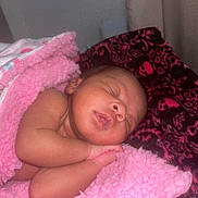 Tyoni joined the competition — help win amazing prizes! baby, newborn, sleeping, blanket, pink, soft, cozy, infant, child, cute, rest, peaceful, skin, face, hands, warm, comfort, portrait, indoors, toddler