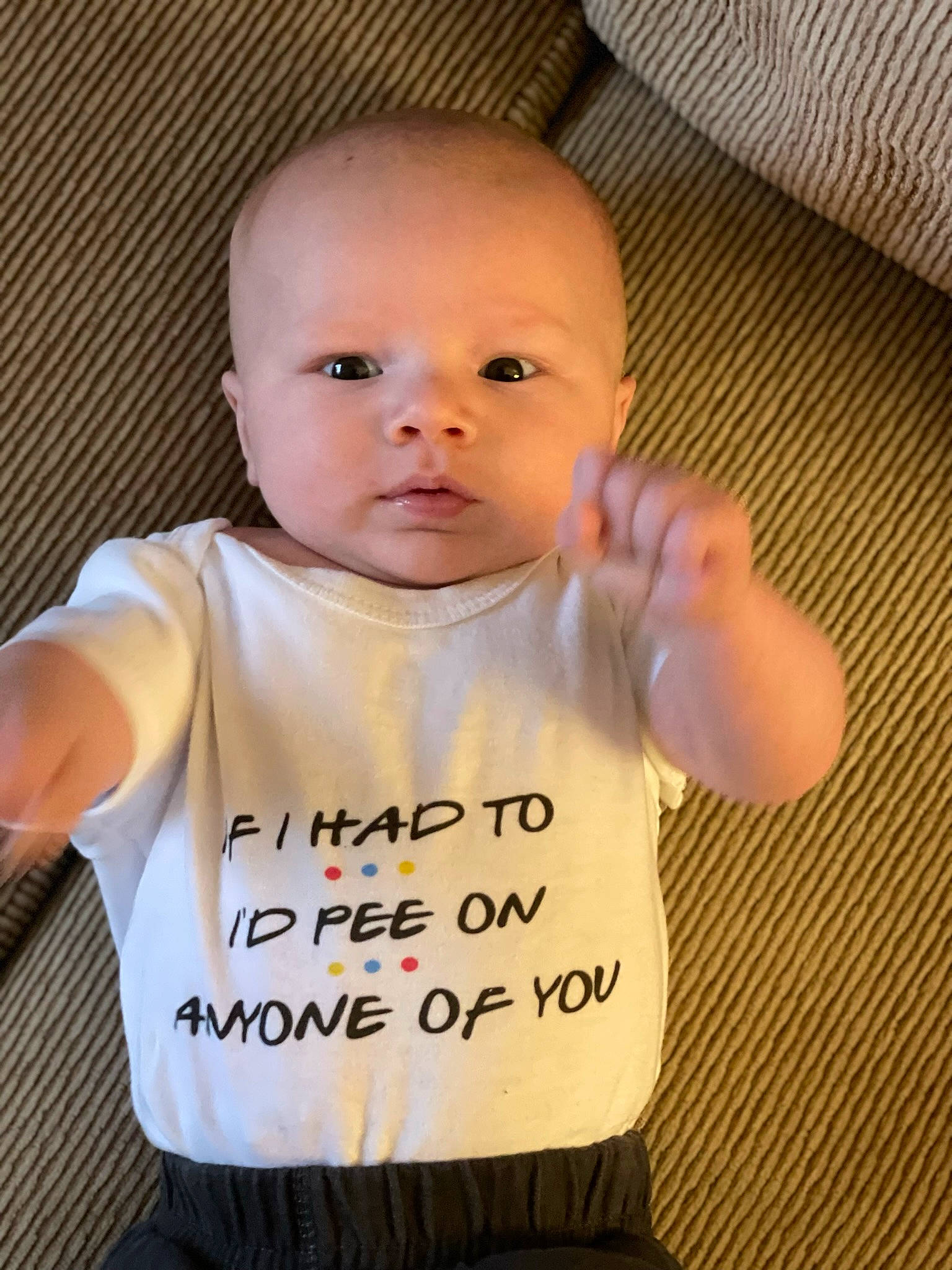 Carter joined the competition — help win amazing prizes! baby, baby_products, baby_toddler_clothing, cheek, chin, eye, finger, fun, gesture, hairstyle, handwriting, happy, human_body, neck, nose, person, sitting, skin, sleeve, t_shirt