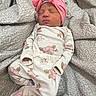 Amoura joined the competition — help win amazing prizes! newborn, baby, sleeping, pink_bow, headband, floral_outfit, blanket, cozy, soft_texture, infant, cute, resting, clothing, child, portrait, indoors, peaceful, small, wrapped, warm