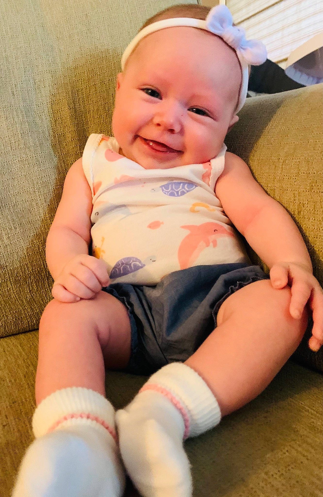 Brexleigh joined the competition — help win amazing prizes! baby, baby_toddler_clothing, cheek, child, comfort, eye, face, finger, happy, head, human_leg, iris, joy, knee, person, pink, skin, smile, stomach, thigh