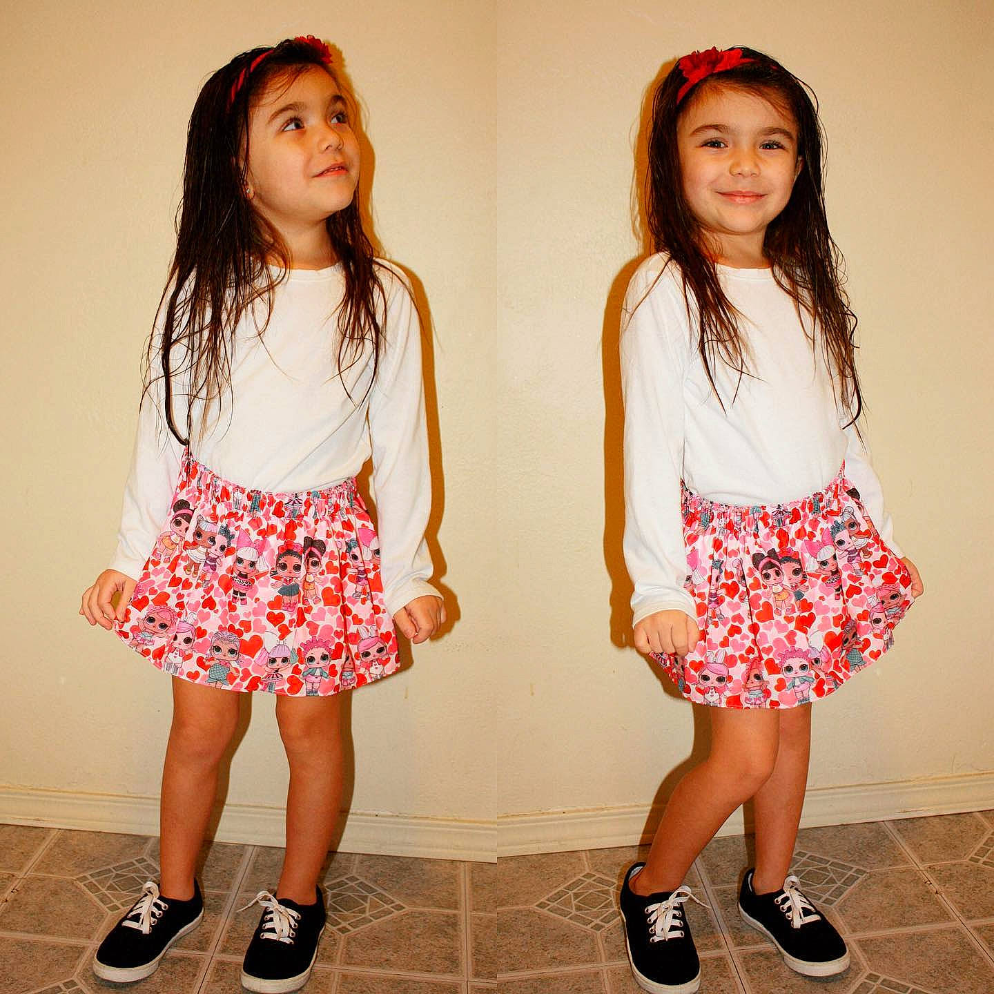 Nyla joined the competition — help win amazing prizes! child, child_model, clothing, dress, fashion, footwear, human_leg, joy, leg, long_hair, person, photography, pink, shoe, shorts, snapshot, style, t_shirt, thigh, waist