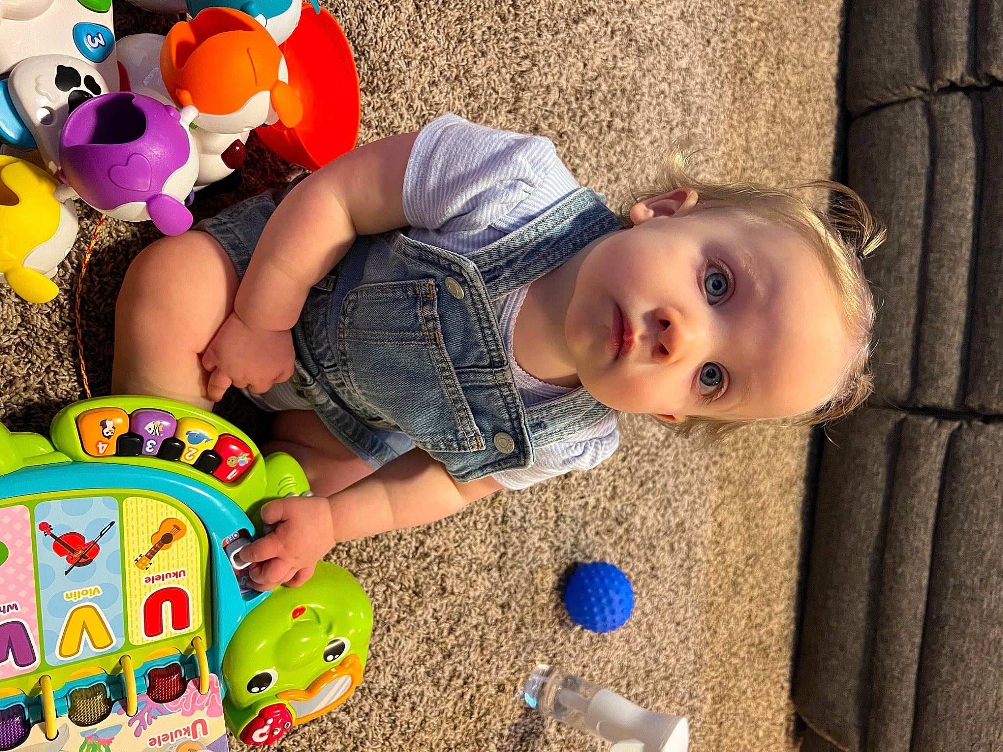 Leiah-rose joined the competition — help win amazing prizes! baby, baby_playing_with_toys, baby_toddler_clothing, child, facial_expression, fun, happy, mammal, organ, people, person, photograph, playing_with_kids, product, smile, textile, toddler, toy, vertebrate, wood