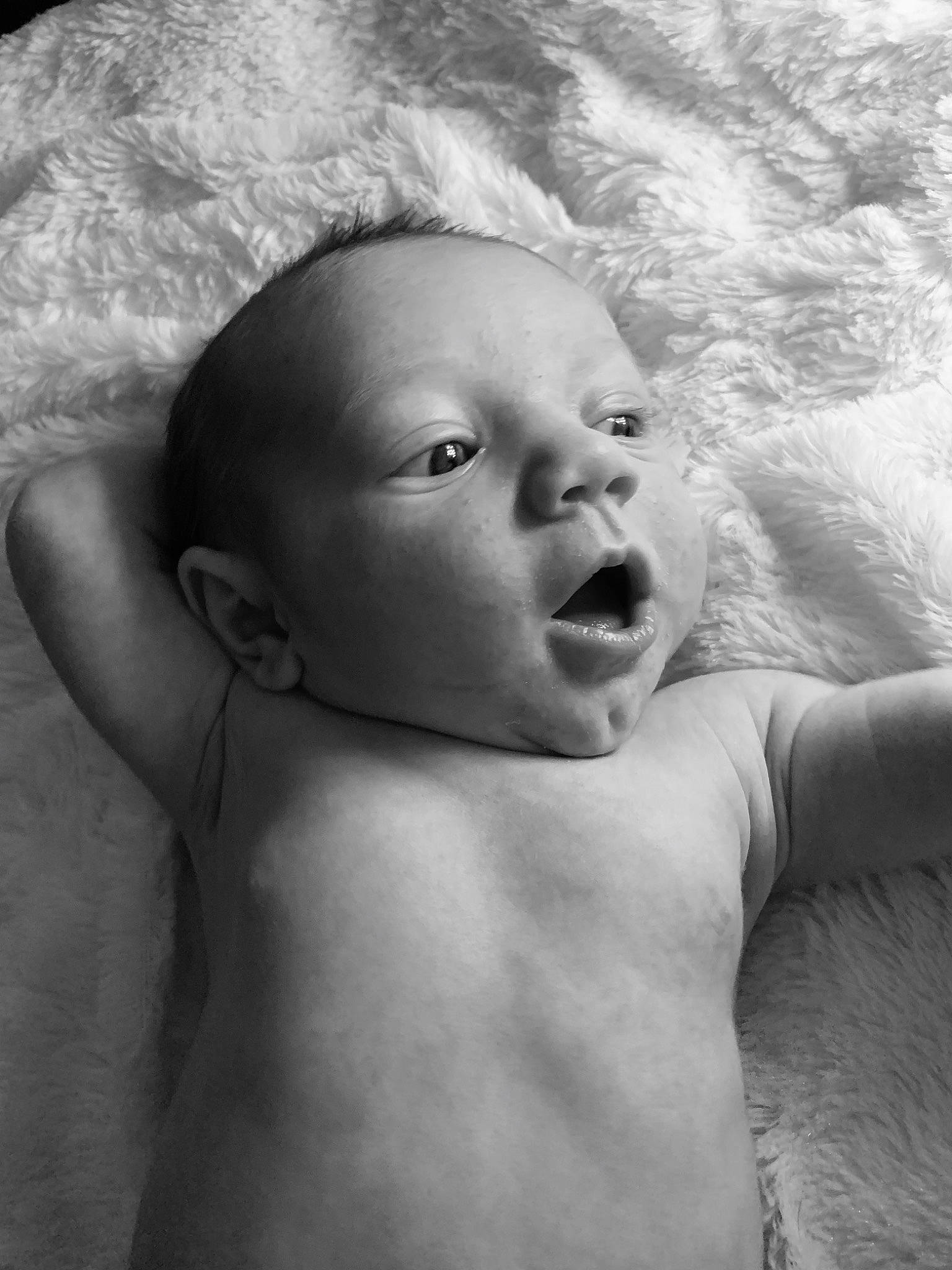 Randall joined the competition — help win amazing prizes! baby, black, black_and_white, cheek, child, chin, eye, face, facial_expression, head, human, lip, monochrome, monochrome_photography, mouth, nose, person, photograph, skin, toddler