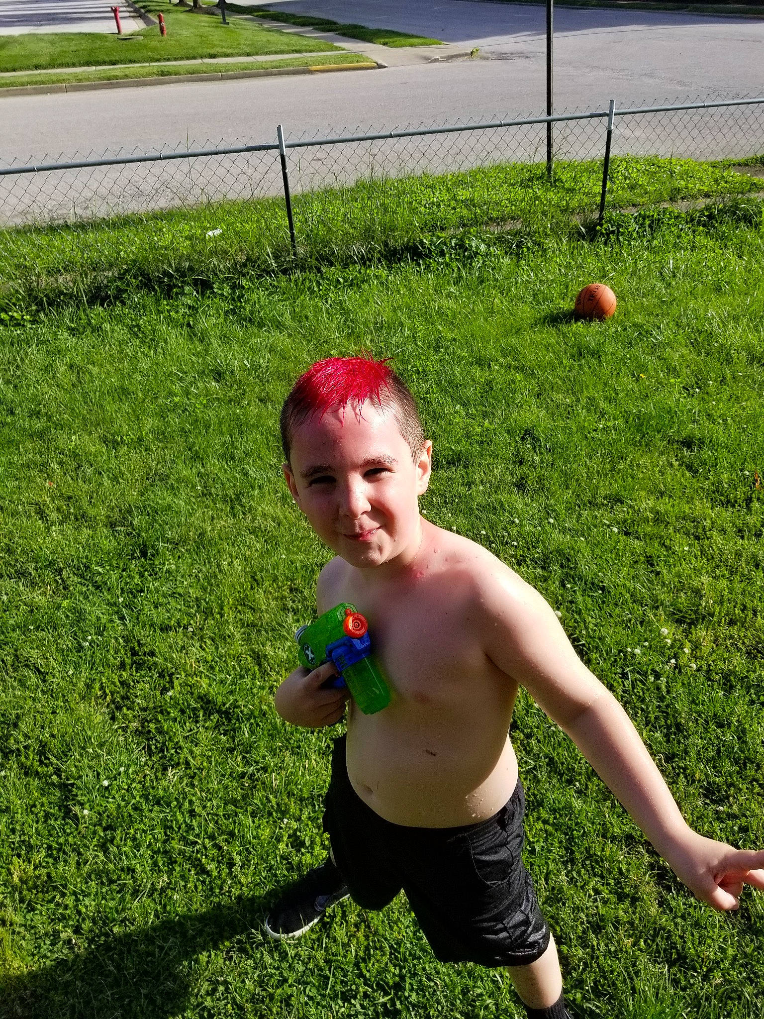 Noah joined the competition — help win amazing prizes! backyard, ball, barechested, child, fun, grass, joy, lawn, male, person, plant, play, summer, toddler, vacation, yard