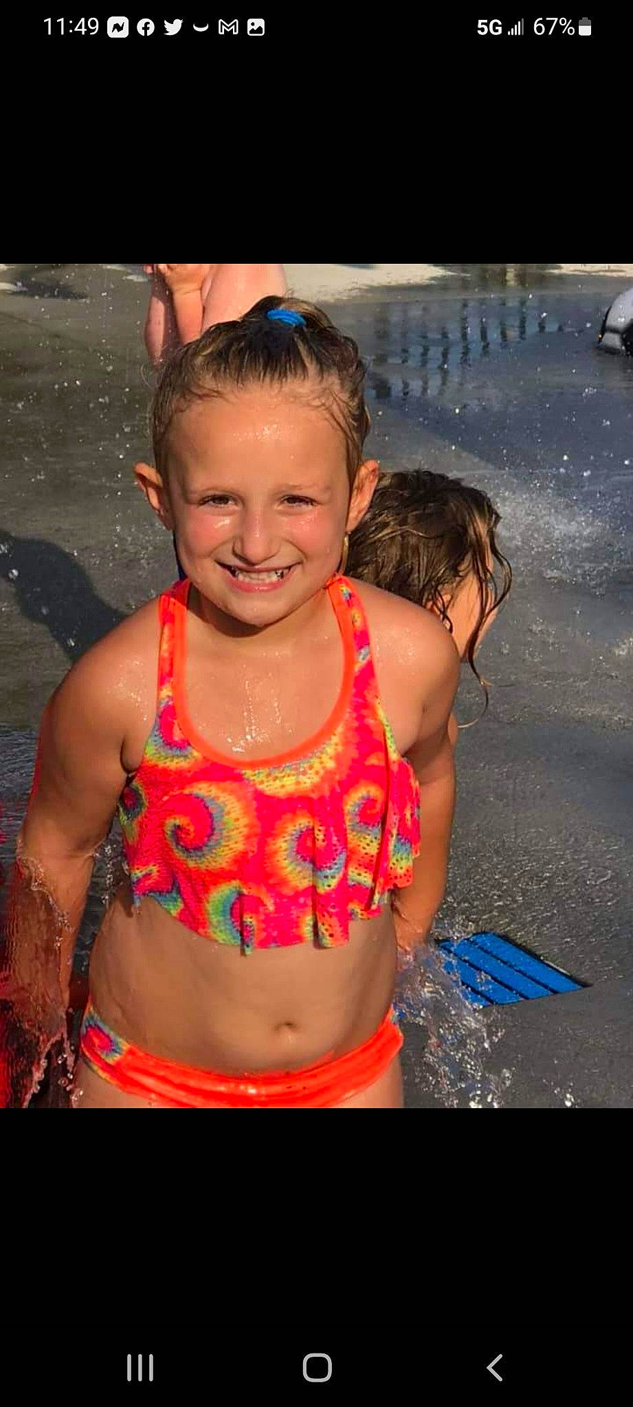 Anna is registered to the contest to win money with this photo: abdomen, brassiere, chest, eyewear, fun, hair, happy, head, joy, leisure, people_on_beach, person, pink, smile, swimsuit_top, swimwear, thigh, trunk, undergarment, underpants