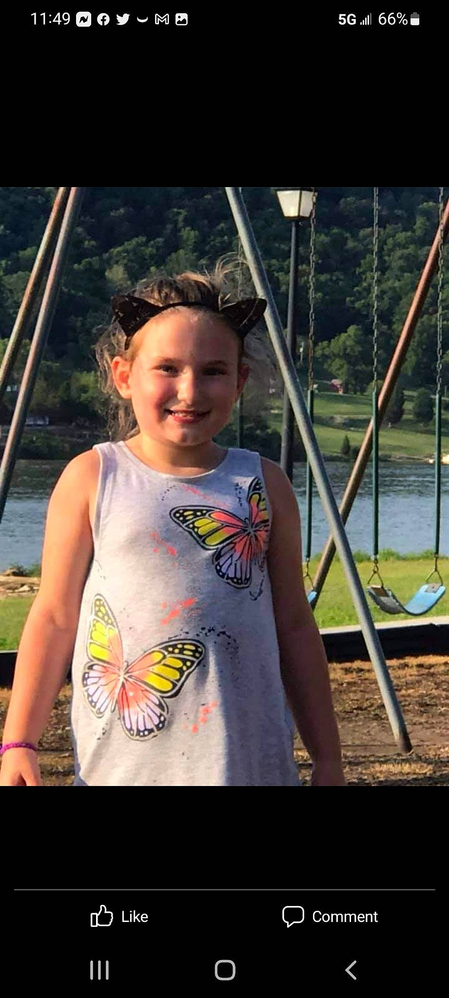 Aleah joined the competition — help win amazing prizes! child, cool, face, fun, goggles, grass, hairstyle, happy, head, headwear, joy, leisure, pattern, people_in_nature, person, recreation, sleeve, smile, sunglasses, swing