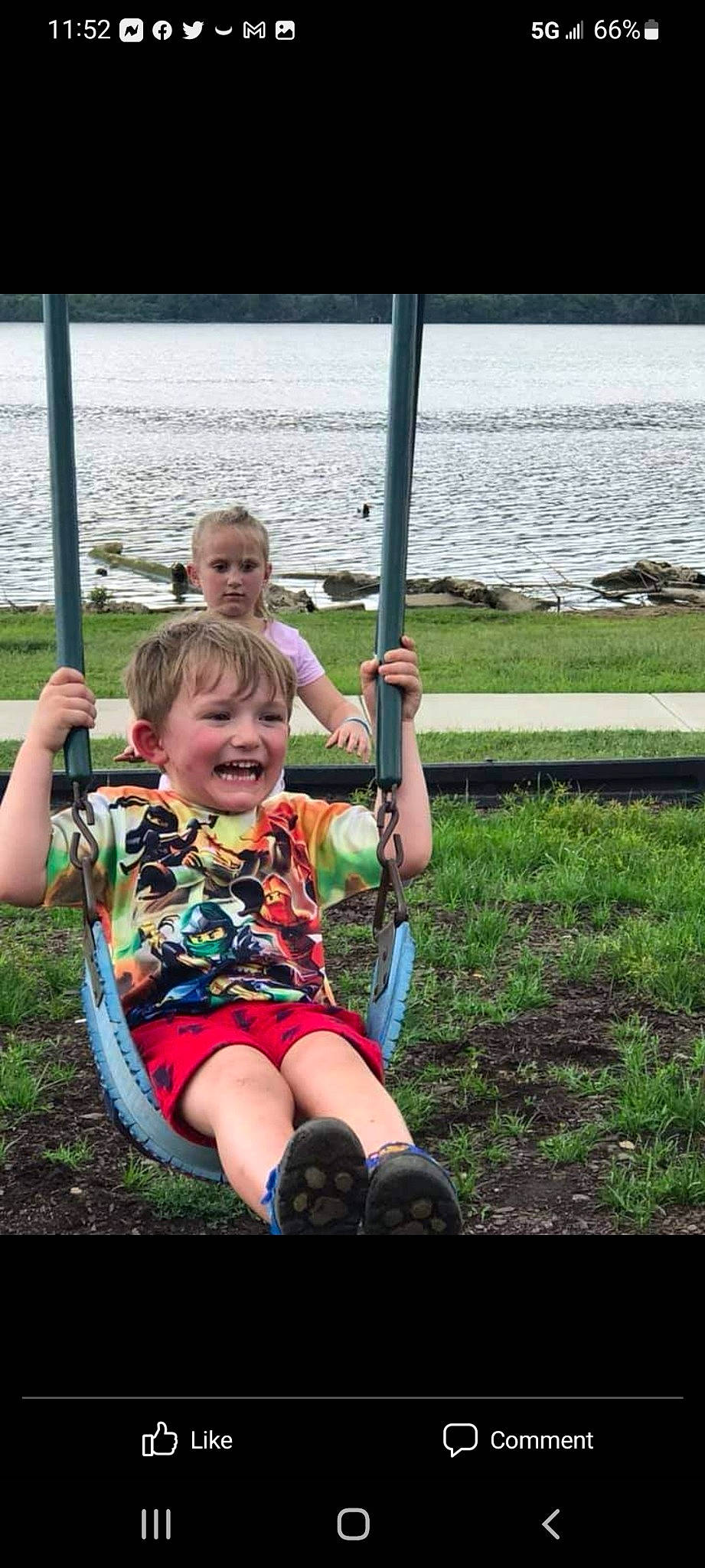 Allen joined the competition — help win amazing prizes! child, eye, finger, fun, gesture, grass, happy, lake, leg, leisure, person, plant, recreation, shorts, skin, smile, summer, t_shirt, thumb, toddler