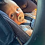 Ace joined the competition — help win amazing prizes! baby, car_seat, pacifier, child, infant, seatbelt, car_interior, portrait, face, head, clothing, sitting, safety, young_child, baby_girl, baby_boy, seat, automobile, closeup, looking