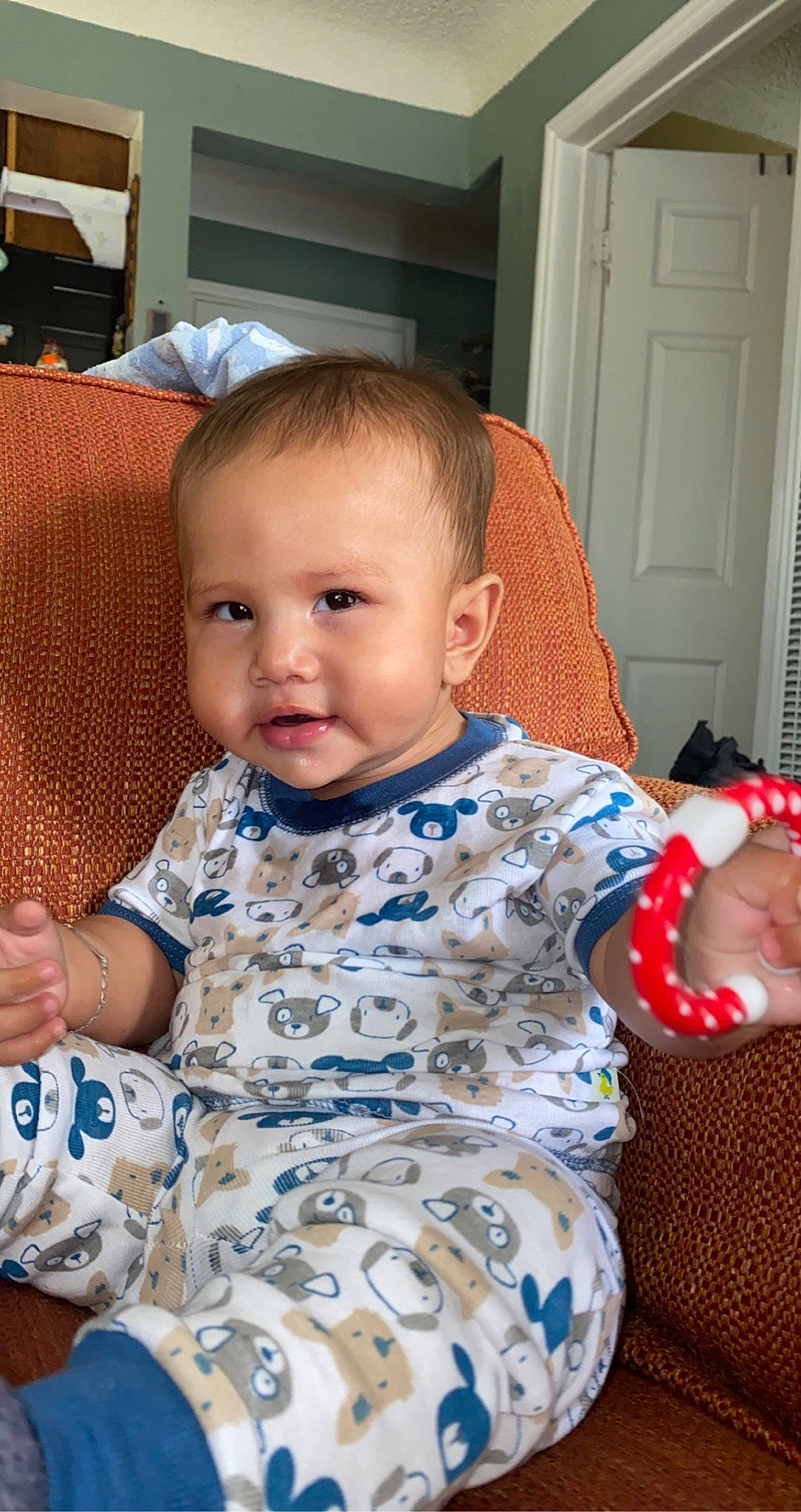Leland joined the competition — help win amazing prizes! baby, baby_toddler_clothing, cheek, chin, eye, face, facial_expression, finger, hair, hairstyle, hand, head, human_body, iris, nose, organ, person, product, skin, sleeve