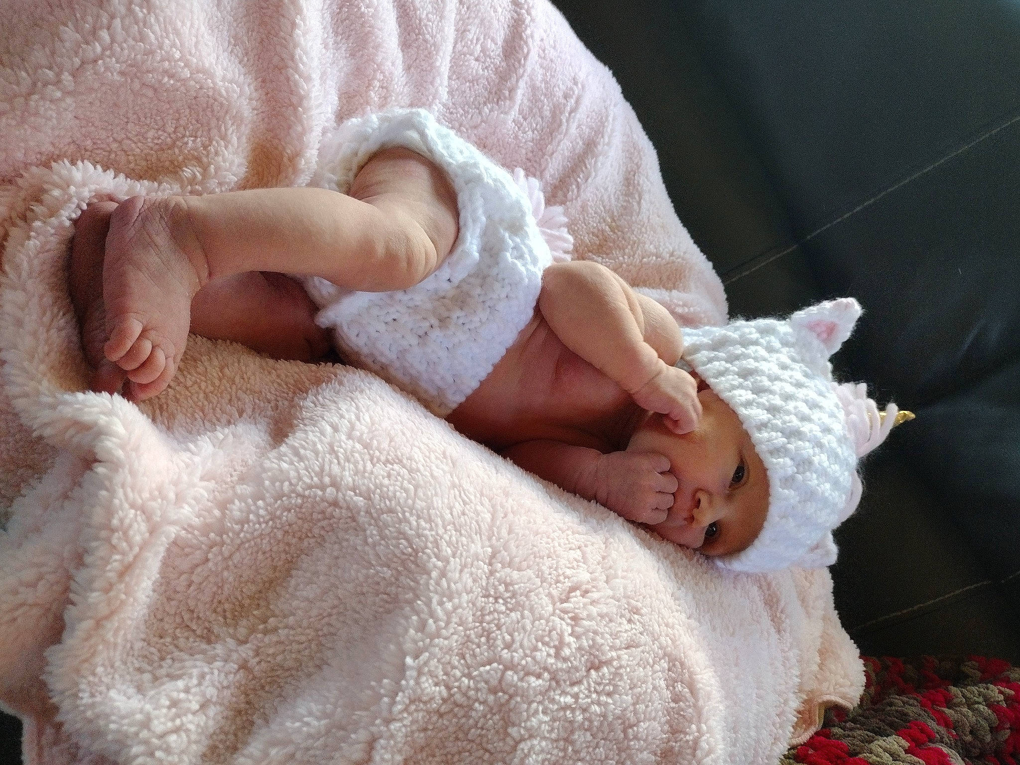 Mckinlee joined the competition — help win amazing prizes! art, baby, baby_sleeping, baby_toddler_clothing, comfort, facial_expression, finger, foot, gesture, hand, headgear, headwear, human_body, leg, linens, mammal, person, skin, sleeve, textile