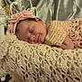 Serene joined the competition — help win amazing prizes! newborn, baby, sleeping, crocheted_outfit, headband, blanket, flower, birdcage, decor, soft, peaceful, portrait, indoor, cute, resting, infant, delicate, cozy, pink, white
