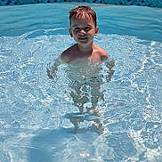 Shawn a rejoint le concours — aidez-le/la à gagner de superbes lots ! child, boy, pool, water, swimming, summer, outdoor, happy, wet_hair, sunlight, reflection, tile, grass, playful, smile, recreation, daytime, water_surface, kid, fun