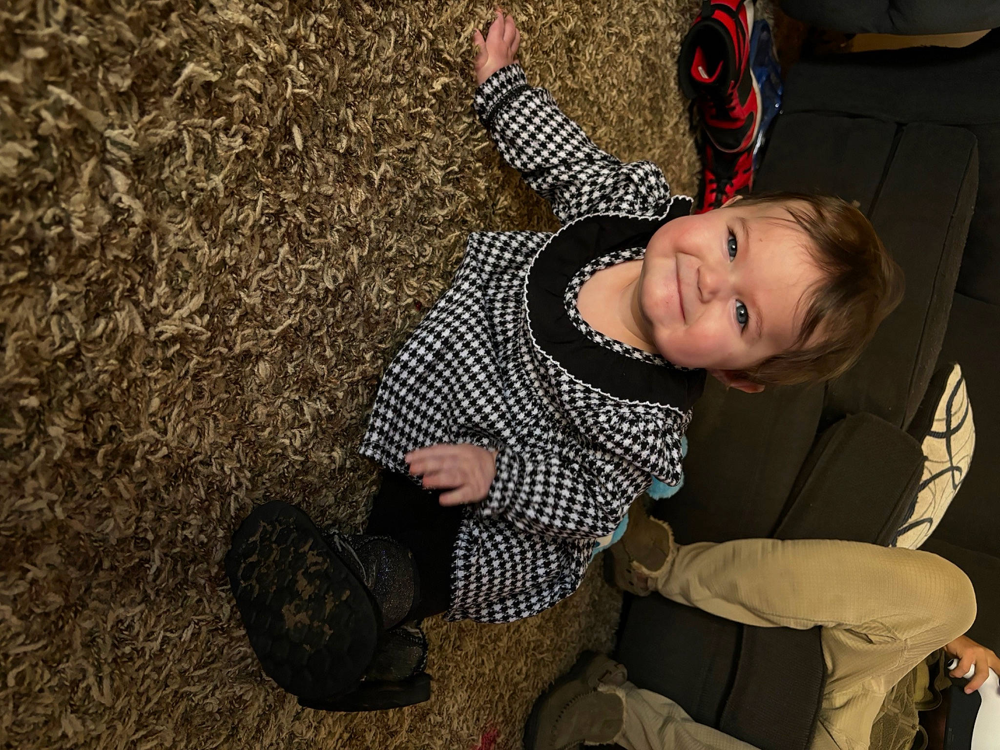 Kaisley joined the competition — help win amazing prizes! automotive_tire, automotive_wheel_system, ball, child, flash_photography, fun, grass, happy, joy, leisure, pattern, person, play, shadow, shoe, sitting, smile, sneakers, soil, toddler