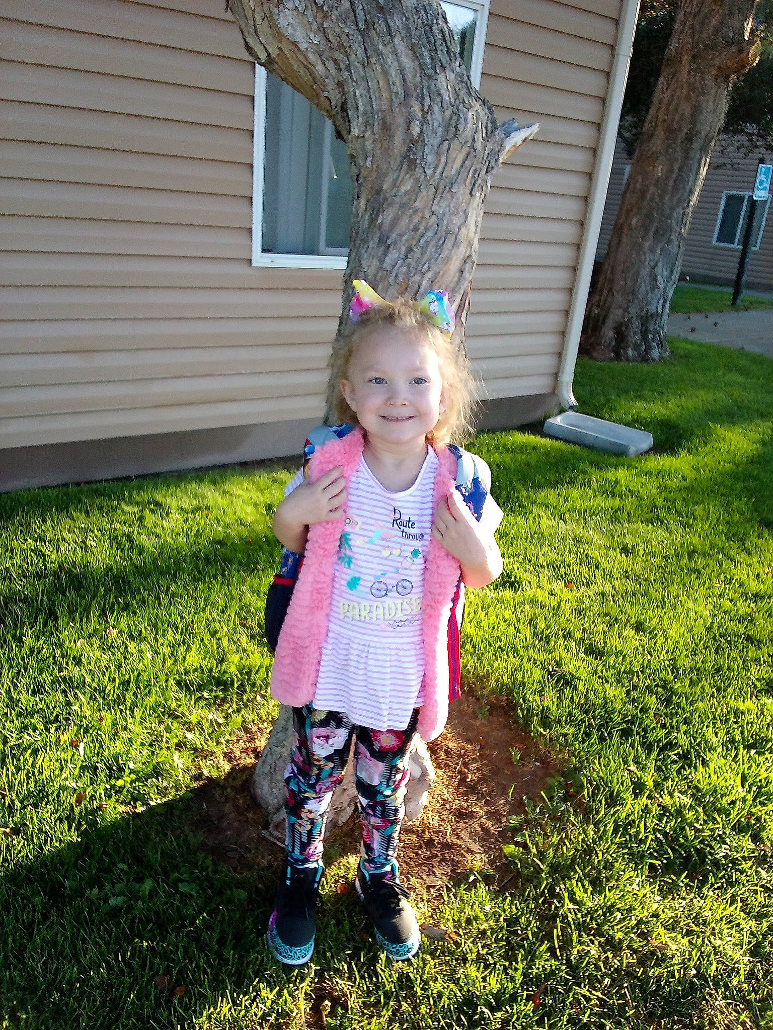 Elizabeth joined the competition — help win amazing prizes! baby_toddler_clothing, child, electric_blue, fun, garden, grass, grassland, groundcover, happy, house, joy, landscape, lawn, leisure, magenta, people_in_nature, person, plant, smile, toddler