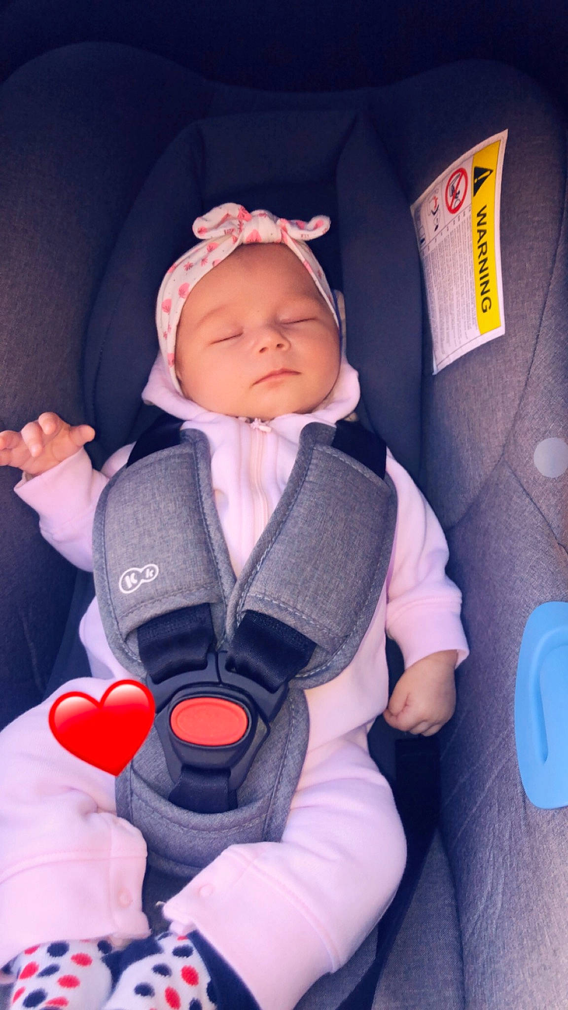 Katharina participe au concours pour gagner de l'argent avec cette photo : baby, baby_carriage, baby_in_car_seat, baby_products, baby_safety, baby_toddler_clothing, car_seat, cheek, child, comfort, face, finger, fun, hand, headwear, outerwear, person, pink, seat_belt, skin