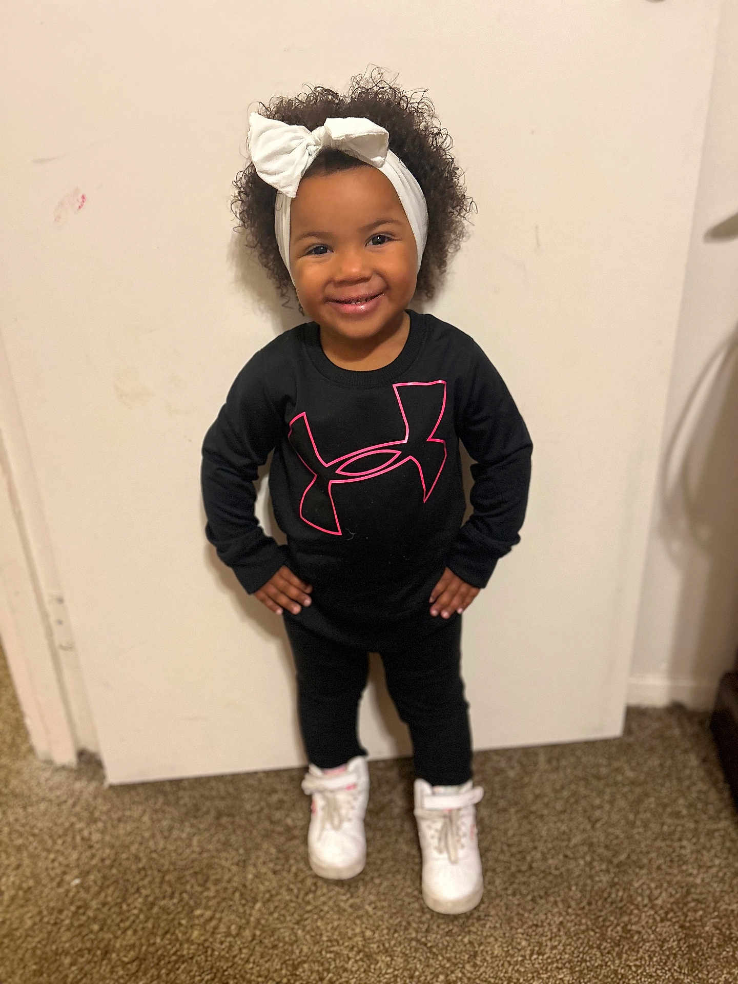 Amiyah joined the competition — help win amazing prizes! child, clothing, face, female, footwear, girl, hair, happy, head, longsleeve, pants, person, photography, portrait, shoe, sitting, sleeve, smile, sneaker, standing