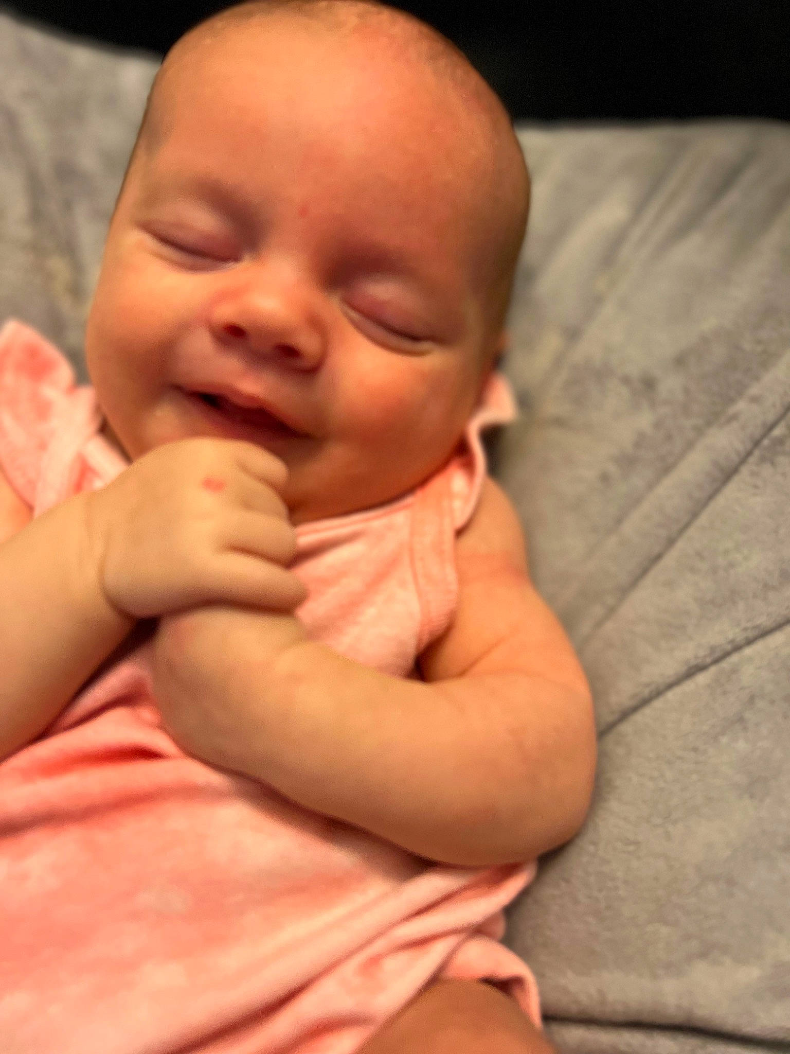 Elena is registered to the contest to win money with this photo: baby, baby_toddler_clothing, cheek, child, close_up, comfort, eyebrow, fun, gesture, happy, human_body, iris, joy, lip, mouth, nail, nose, person, skin, smile