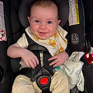 Locklynn joined the competition — help win amazing prizes! baby, car_seat, child, smiling, winnie_the_pooh, bib, knit_pants, infant, seatbelt, happy, cute, portrait, indoor, clothing, fabric, safety, child_safety, seat, person, baby_accessory