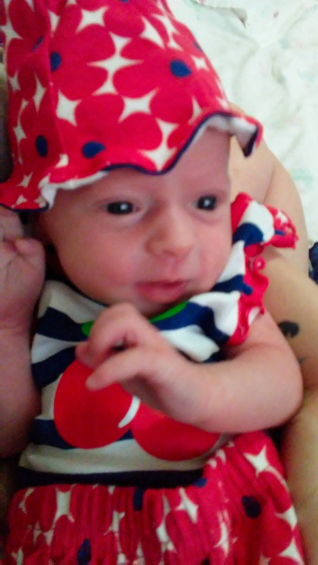 Annabelle joined the competition — help win amazing prizes! cheek, child, headgear, headwear, infant, lip, mouth, product, red, skin, smile, toddler