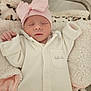 Kathalyna participe au concours pour gagner de l'argent avec cette photo : newborn, baby, sleeping, hat, pink_bow, white_outfit, blanket, soft_texture, cozy, infant, cute, peaceful, portrait, indoors, child, clothing, headwear, resting, animal_print, warm