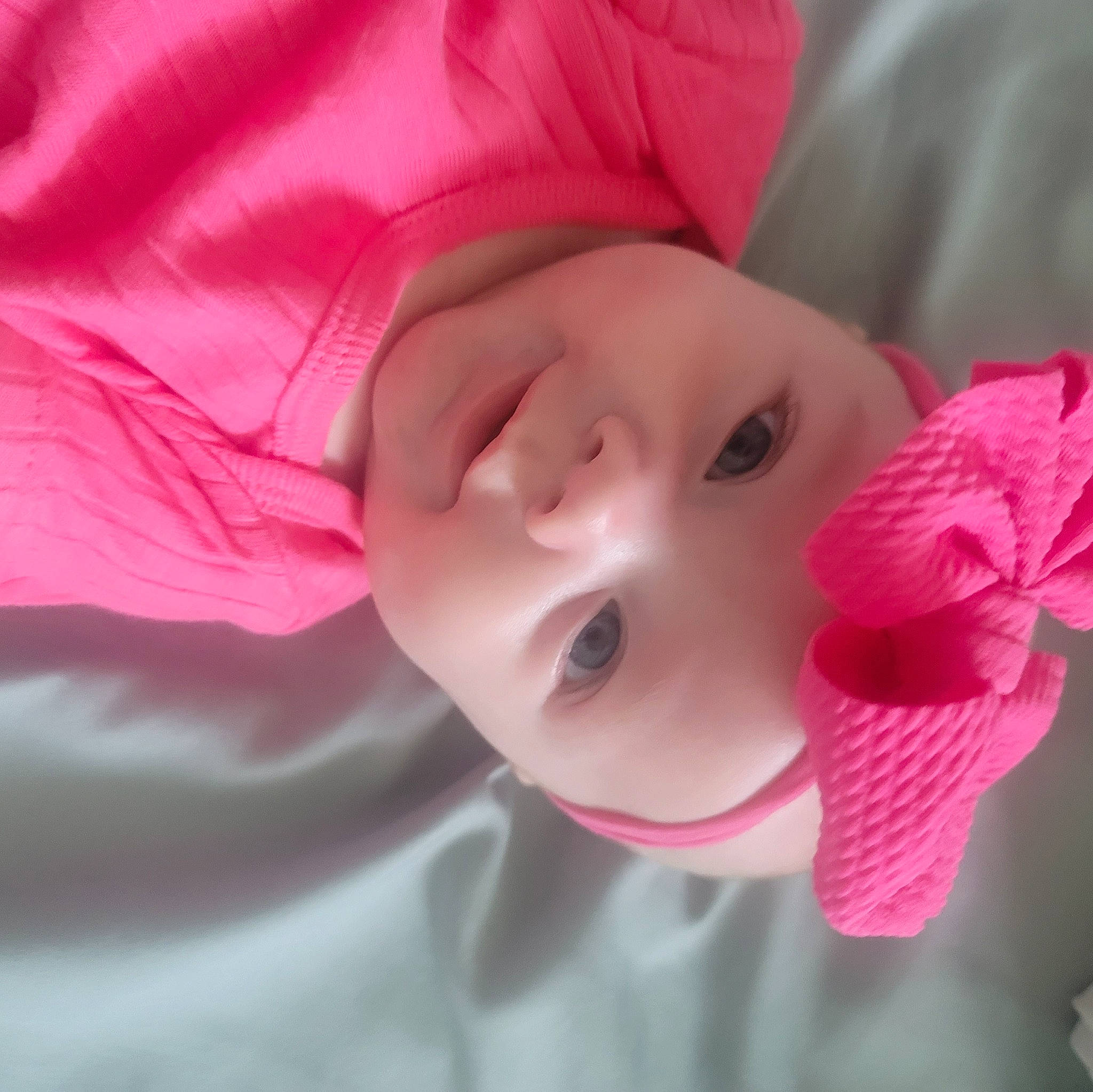 Kinsley joined the competition — help win amazing prizes! baby, baby_toddler_clothing, cheek, child, close_up, eyebrow, eyelash, fashion_accessory, happy, hat, headgear, headwear, lip, magenta, nose, person, petal, pink, skin, sleeve