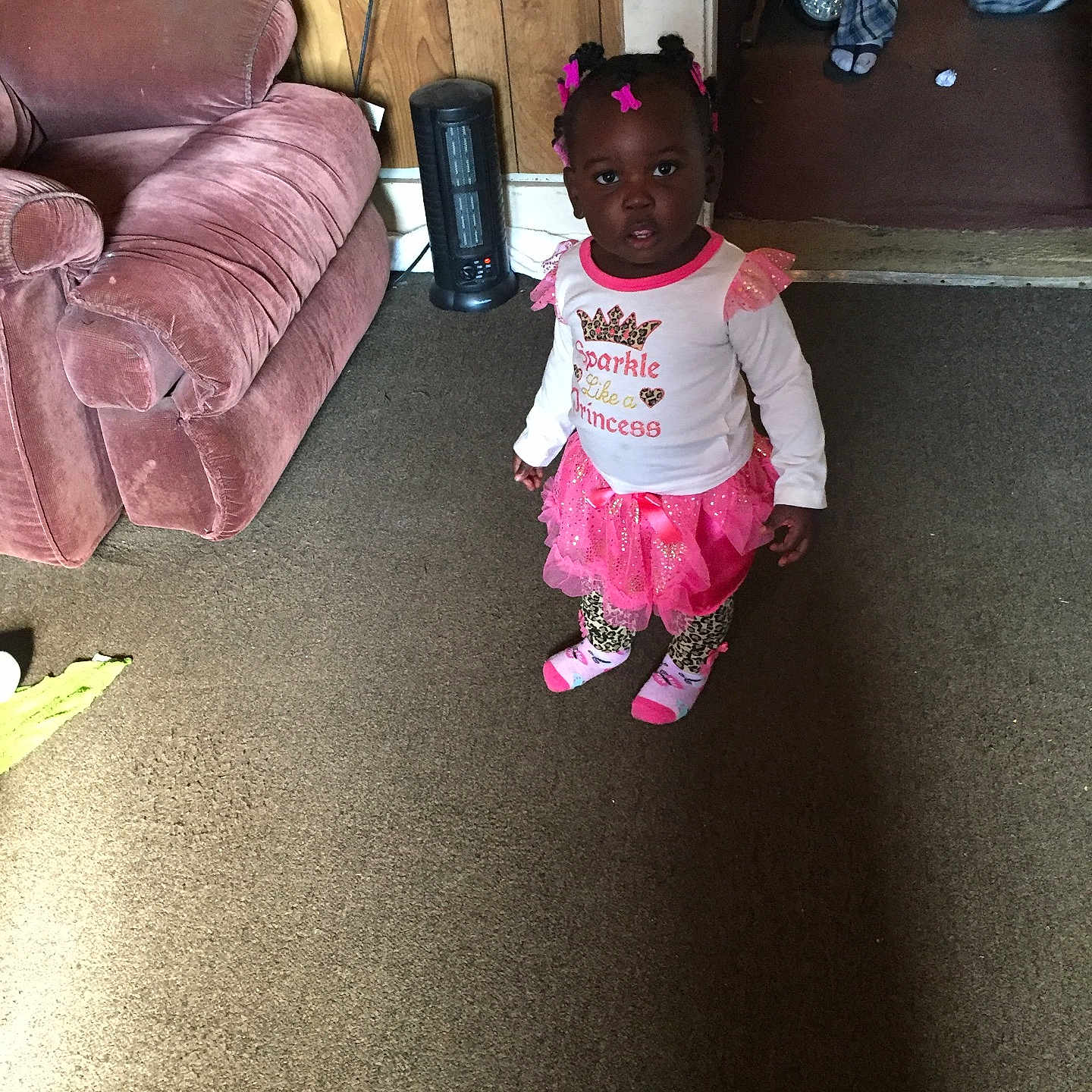 Harmoni is registered to the contest to win money with this photo: pink, purple