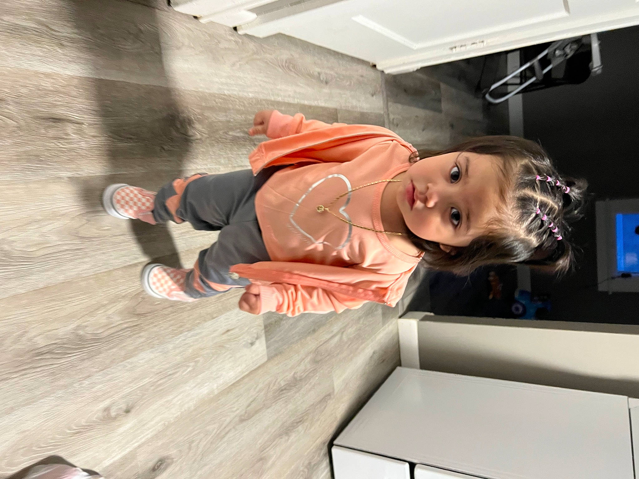 Graciela joined the competition — help win amazing prizes! automotive_design, baby, ceiling, display_device, eyewear, flooring, fun, hardwood, luxury_vehicle, machine, person, room, toddler, vehicle_door, wood, wood_flooring