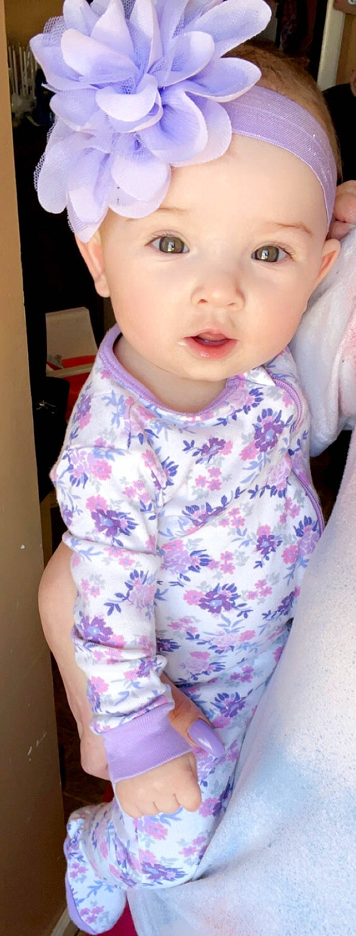 Kylee joined the competition — help win amazing prizes! baby_toddler_clothing, cheek, chin, collar, dress_shirt, eye, eyebrow, eyelash, face, hair, head, iris, lip, neck, nose, pink, purple, skin, sleeve, white