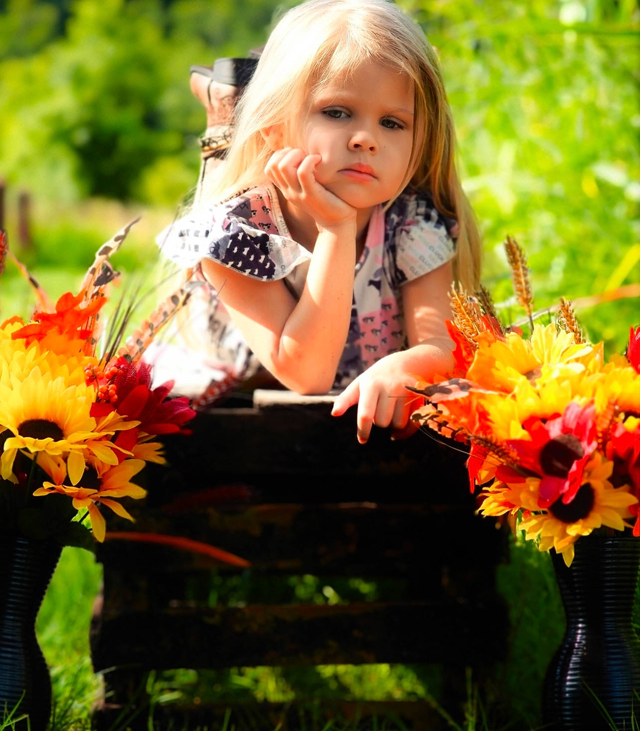 Hailee is registered to the contest to win money with this photo: annual_plant, beauty, blond, botany, bouquet, event, floral_design, flower, flower_arranging, fun, grass, happy, leaf, orange, people_in_nature, person, petal, photograph, plant, summer