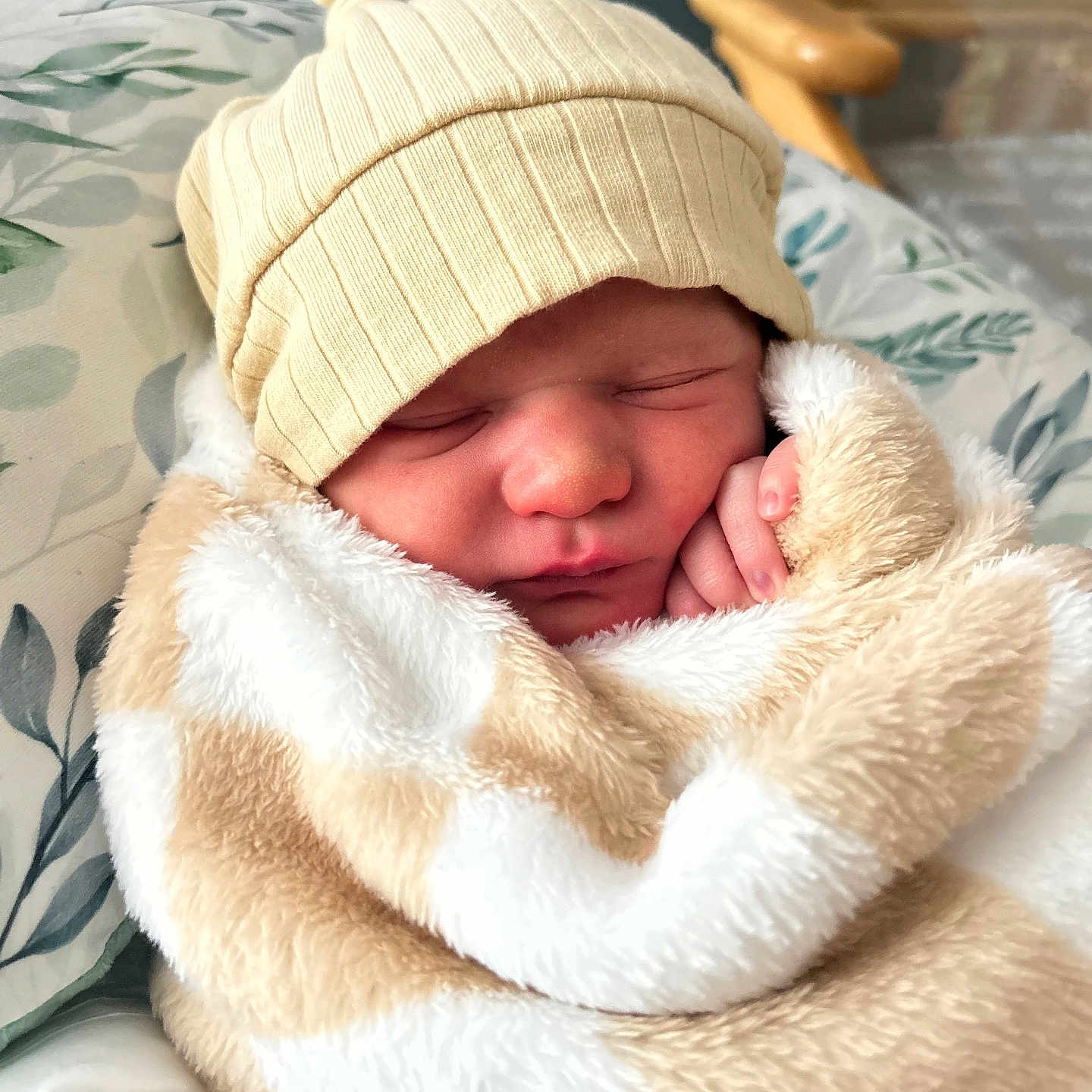 Elyas joined the competition — help win amazing prizes! baby, blanket, child, comfort, cozy, cute, face, hat, indoors, infant, knit, newborn, peaceful, plush, portrait, resting, sleeping, soft, warm, wrapped