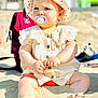 Leonie participe au concours pour gagner de l'argent avec cette photo : baby, child, sitting, sand, beach, hat, pacifier, cute, sunny, outdoor, summer, clothing, hands, legs, footwear, infant, portrait, daylight, curious, closeup