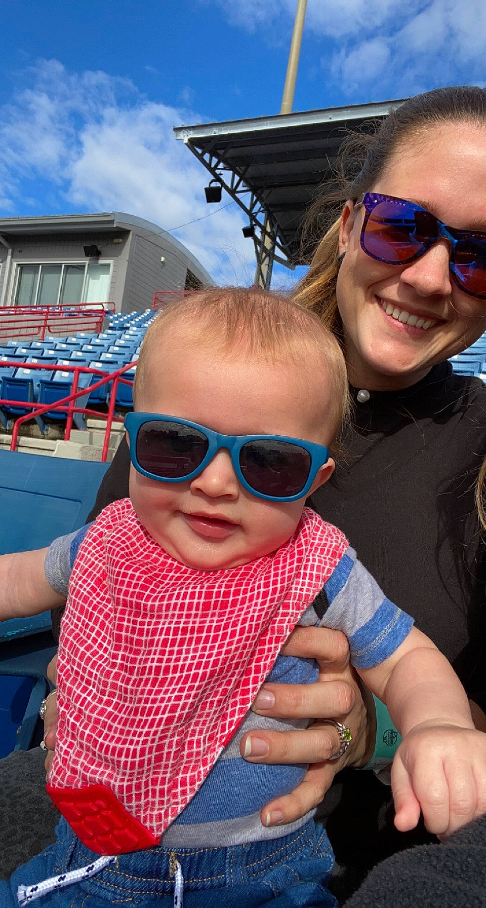 Kade is registered to the contest to win money with this photo: blue, cloud, cool, eyewear, face, fun, glasses, goggles, happy, joy, leisure, person, personal_protective_equipment, recreation, skin, sky, smile, summer, sunglasses, toddler