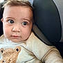 John Ethan Bedoya joined the competition — help win amazing prizes! baby, infant, child, car_seat, seat_padding, sweater, teddy_patch, blue_eyes, big_eyes, close_up, portrait, head, hair, cheek, sleeve, cozy, looking_away, cute, indoors, soft_lighting