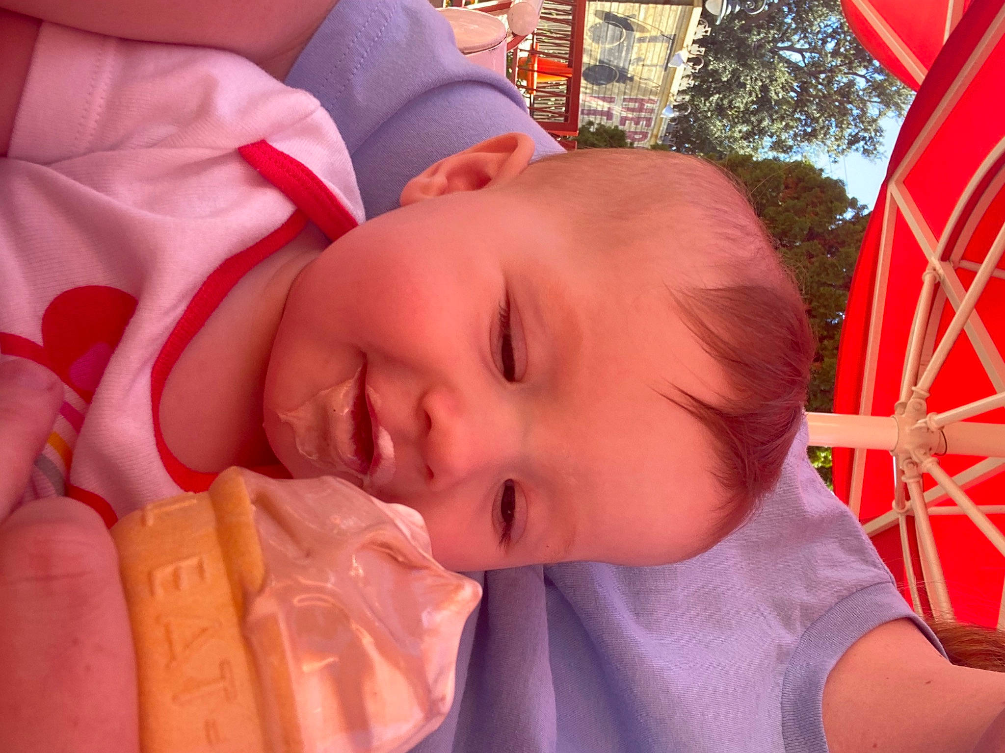 Banksley is registered to the contest to win money with this photo: baby, baby_toddler_clothing, cheek, chin, ear, eye, eyebrow, face, happy, head, human_body, lip, mouth, muscle, nose, orange, person, pink, red, skin