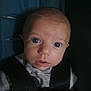 Joey joined the competition — help win amazing prizes! baby, face, infant, car_seat, seatbelt, child, curious, wide_eyes, straps, close_up, expression, indoors, young_child, head, person, portrait, sitting, clothing, infancy, safety