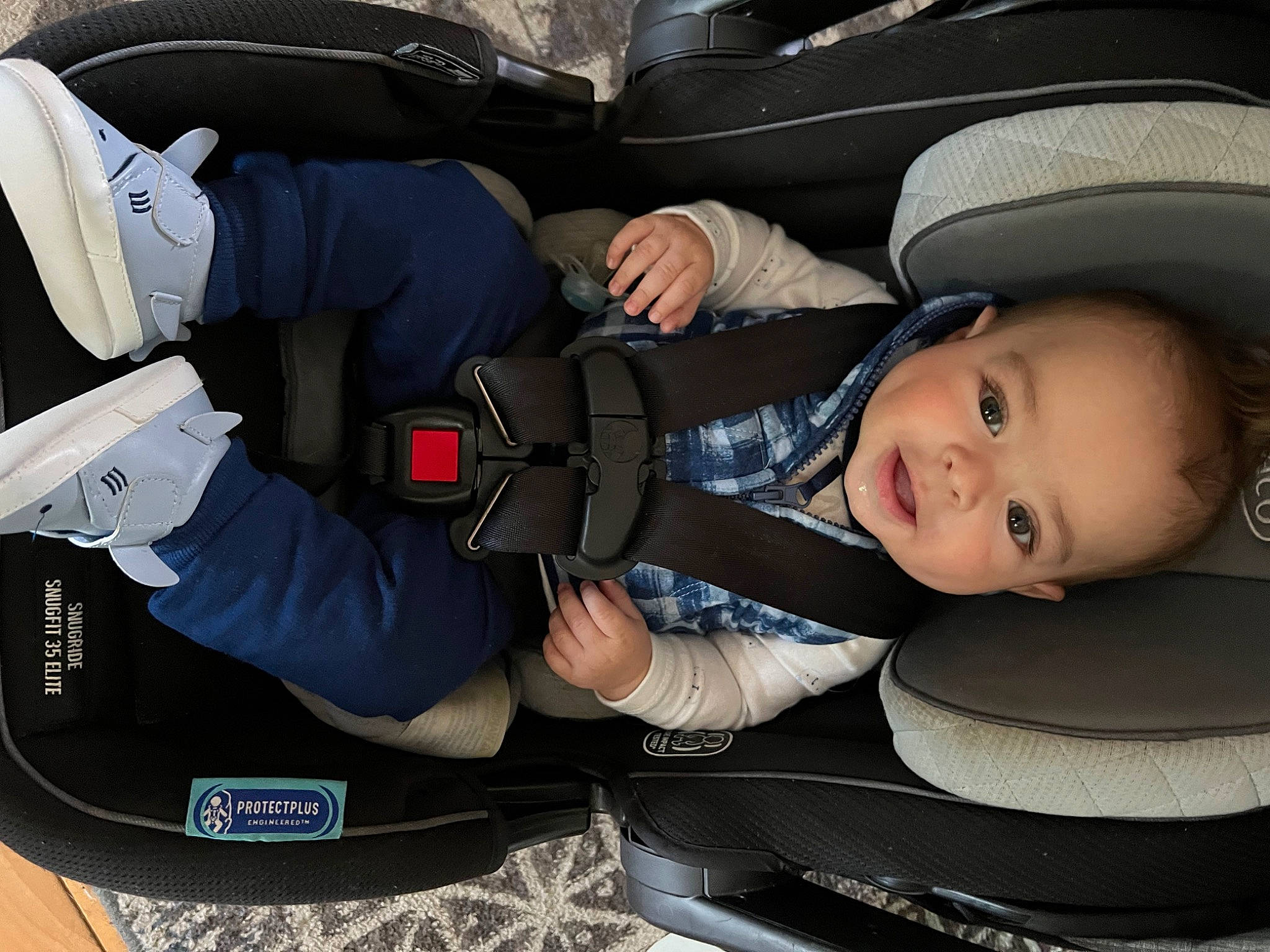Ryker joined the competition — help win amazing prizes! auto_part, automotive_design, automotive_exterior, automotive_wheel_system, baby, baby_carriage, baby_in_car_seat, baby_products, car_seat, car_seat_cover, comfort, family_car, lap, luxury_vehicle, motor_vehicle, person, sitting, smile, toddler, vehicle
