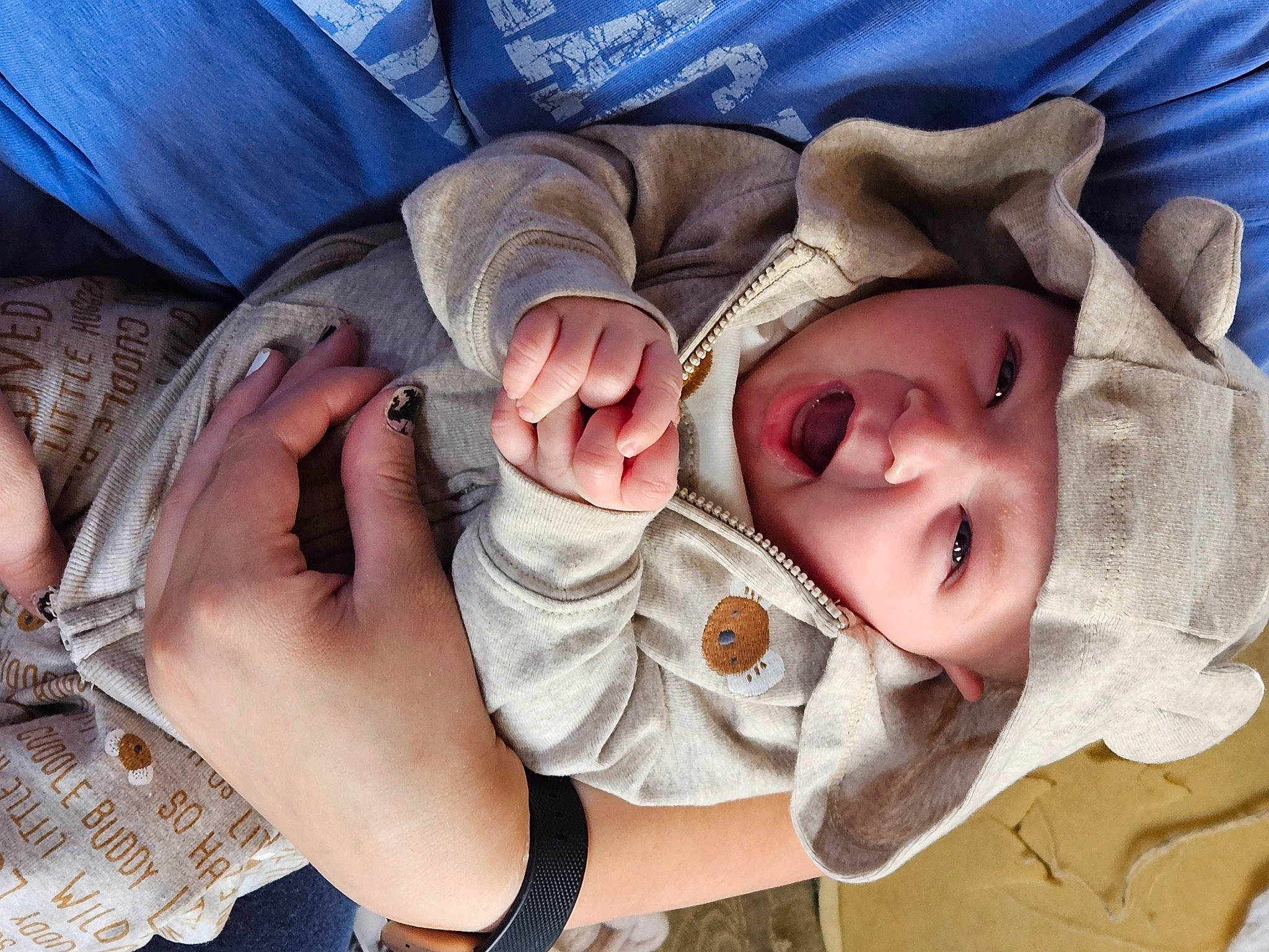 Everly joined the competition — help win amazing prizes! arm, baby, cheek, child, comfort, elbow, eye, eyelash, finger, gesture, hand, happy, headwear, linens, mouth, neck, nose, person, skin, sleeve