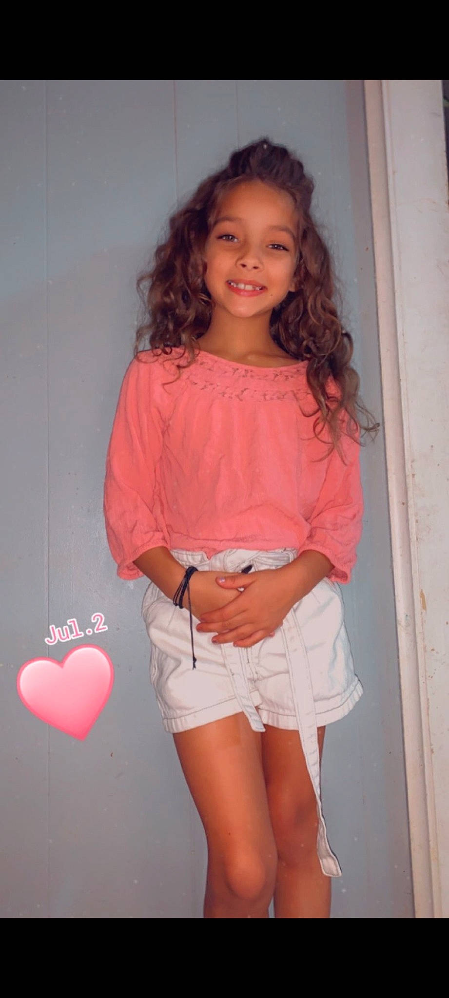 Mallie joined the competition — help win amazing prizes! belt, black_hair, fashion, fashion_design, joint, joy, knee, lip, neck, organ, person, pink, shorts, shoulder, skin, sleeve, smile, t_shirt, thigh, trunk