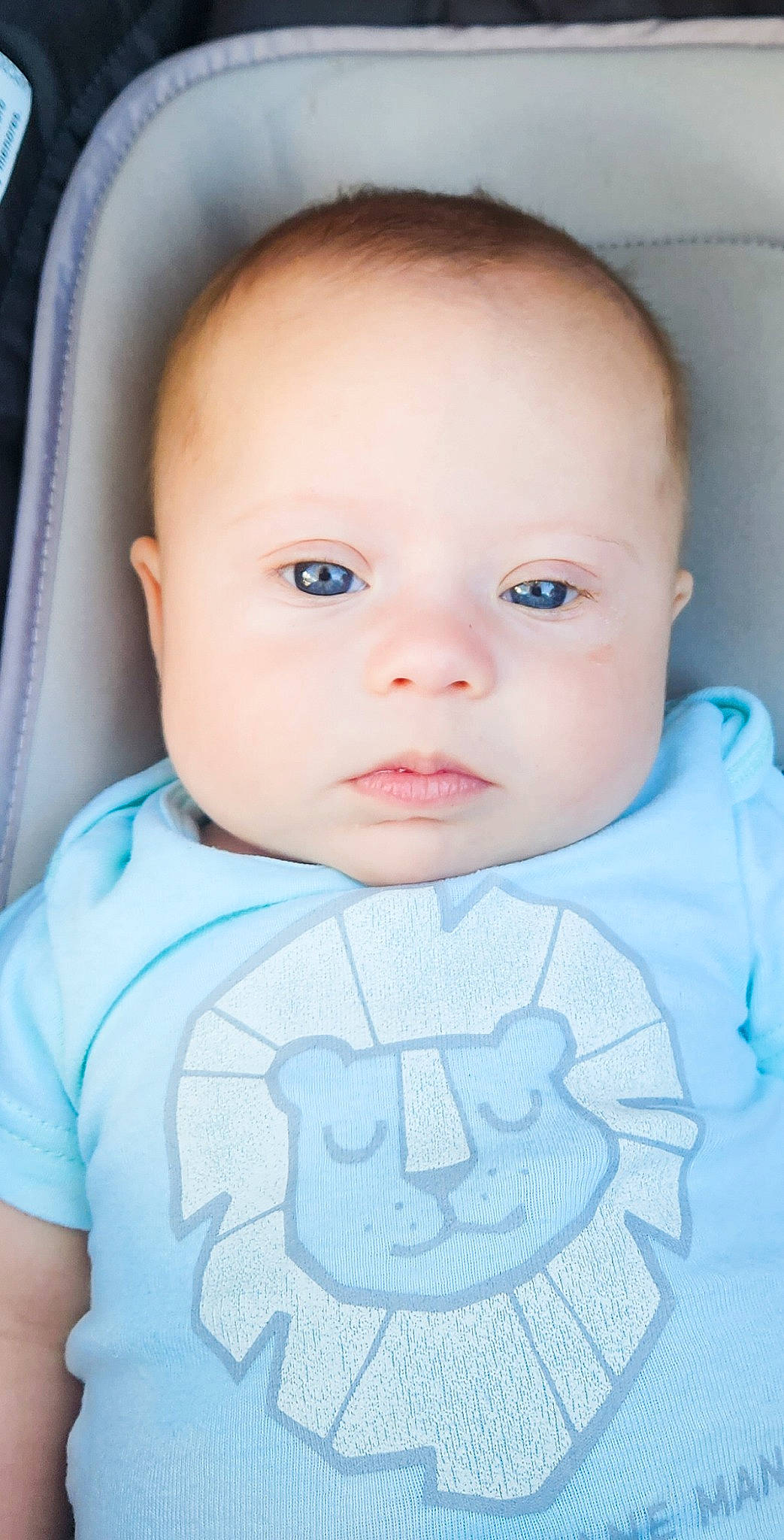 Caleb joined the competition — help win amazing prizes! azure, baby, baby_products, baby_toddler_clothing, cheek, child, collar, comfort, electric_blue, eyelash, iris, linens, no_expression, nose, pattern, person, skin, sleeve, t_shirt, toddler
