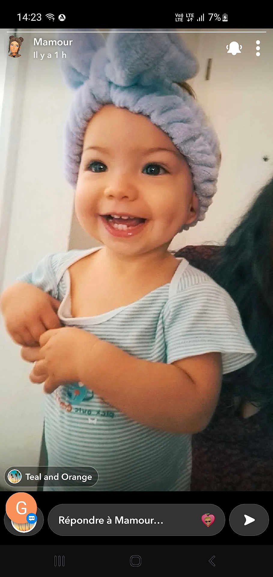 Naomie participe au concours pour gagner de l'argent avec cette photo : toddler, child, smiling, headband, indoor, happy, cute, person, baby, clothing, face, dimples, skin, eyes, hands, striped_shirt, portrait, young_child, infant, soft_light
