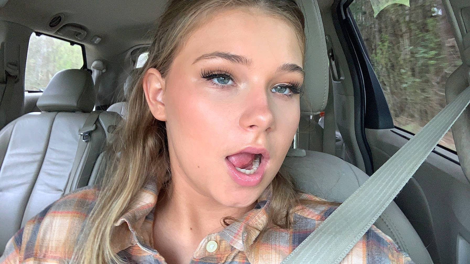 Aubri joined the competition — help win amazing prizes! automotive_design, automotive_exterior, automotive_lighting, automotive_mirror, car, chin, eyebrow, eyelash, hairstyle, iris, jaw, lip, makeover, motor_vehicle, mouth, nose, organ, person, skin, surprise