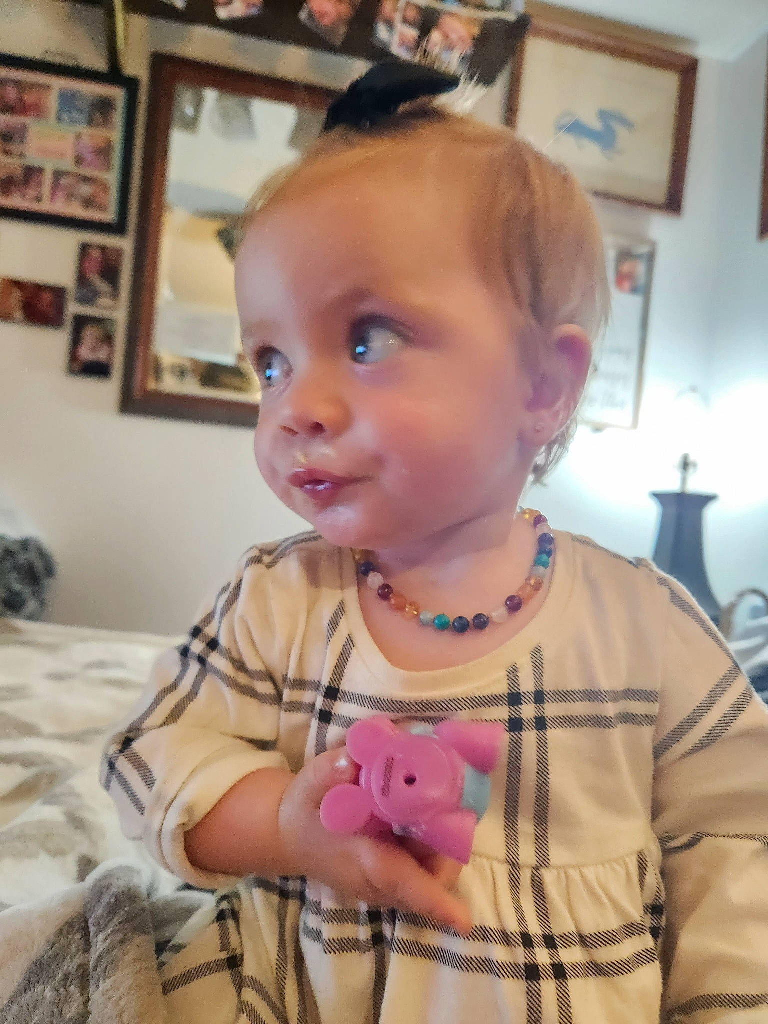 Jensen joined the competition — help win amazing prizes! baby_toddler_clothing, blond, cheek, child, ear, eyelash, fun, happy, iris, jewellery, neck, necklace, nose, pattern, person, picture_frame, shoulder, skin, sleeve, t_shirt