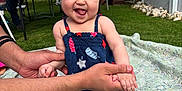Amelia joined the competition — help win amazing prizes! toddler, child, baby, smiling, dress, bow, hands, outdoor, grass, blanket, person, footwear, socks, toy, table, chair, garden, daylight, happy, family