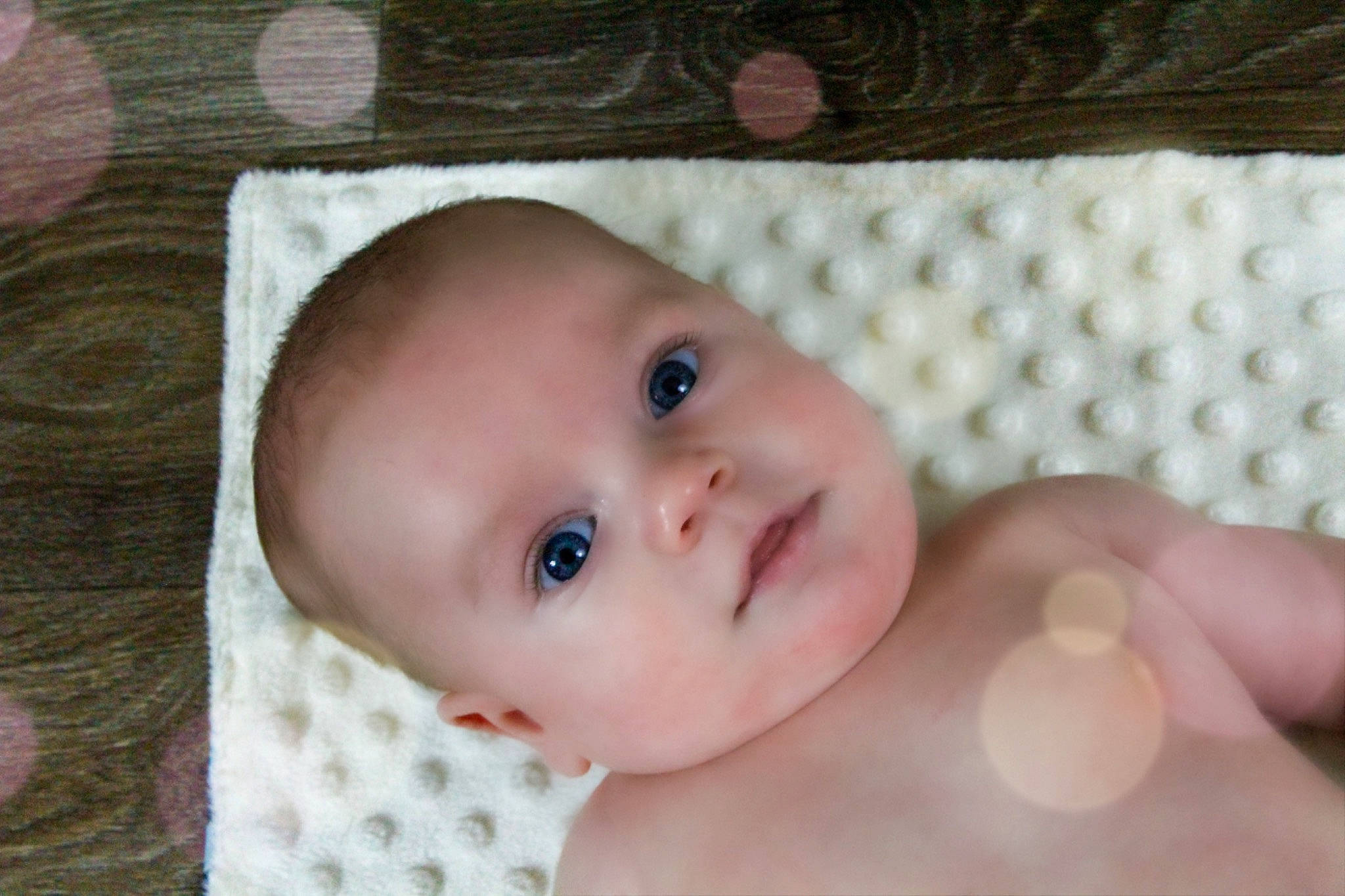 Waylon joined the competition — help win amazing prizes! baby, baby_products, baby_toddler_clothing, cheek, child, close_up, eye, eyelash, happy, iris, linens, lip, nose, pattern, person, portrait_photography, skin, smile, thumb, toddler
