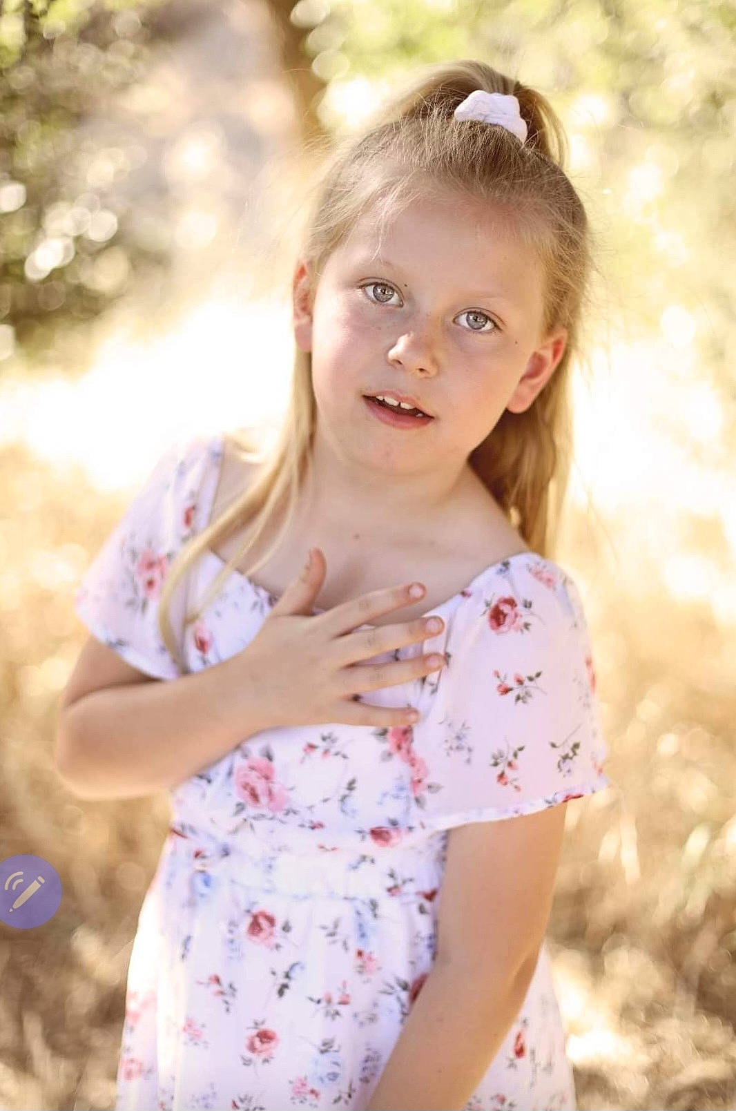 Abigail joined the competition — help win amazing prizes! child, dress, eye, face, flash_photography, grass, happy, head, iris, leaf, lip, long_hair, people_in_nature, person, plant, shoulder, skin, sleeve, sunlight, toddler