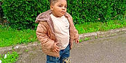 Washington joined the competition — help win amazing prizes! boy, casual_clothing, child, cute, daylight, fashion, greenery, hedge, jacket, jeans, nature, outdoor, pavement, portrait, short_hair, sneakers, standing, toddler, urban, young_person