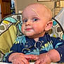 Karson joined the competition — help win amazing prizes! baby, high_chair, spaghetti, food_mess, blue_clothing, face, hands, indoor, child, expression, messy, cute, infant, dining, meal_time, playful, funny, pasta, kitchen, portrait